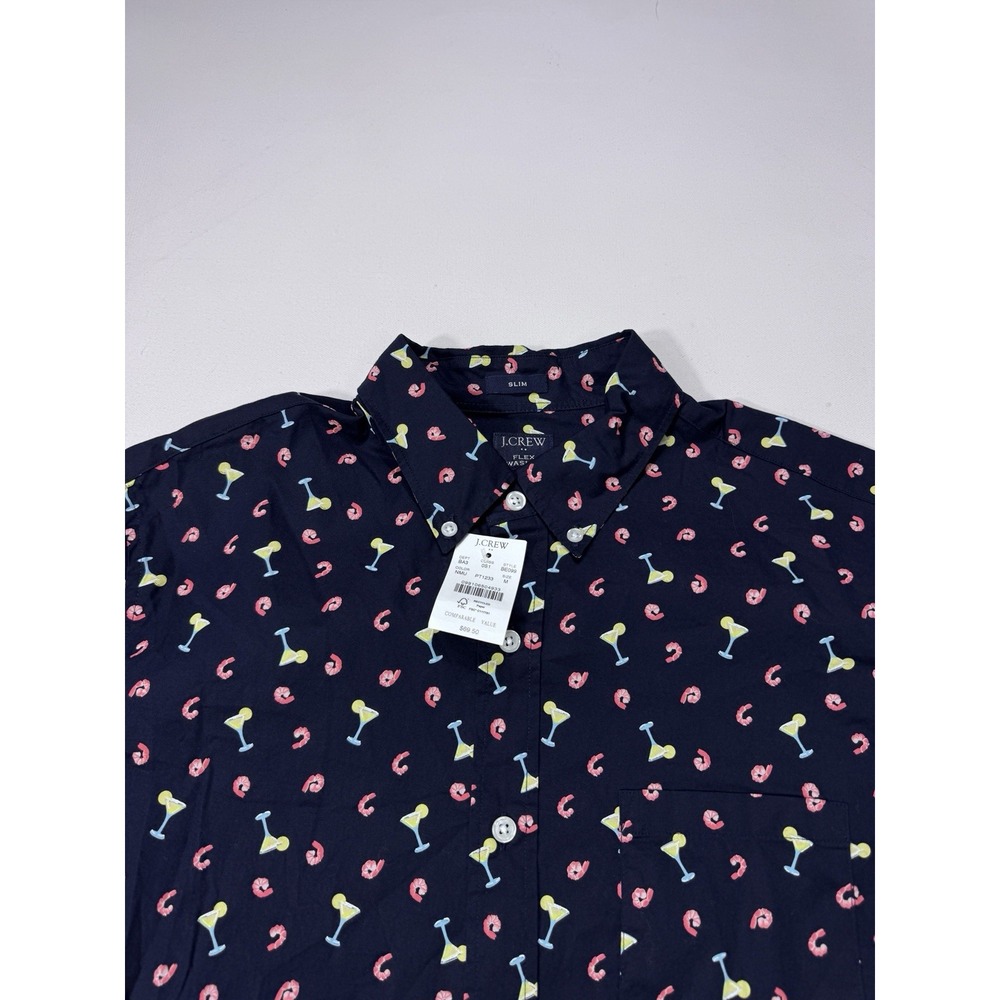 J Crew Mens Medium Flex Washed Slim Fit Button Shirt Shrimp Cocktail BE099 NWT